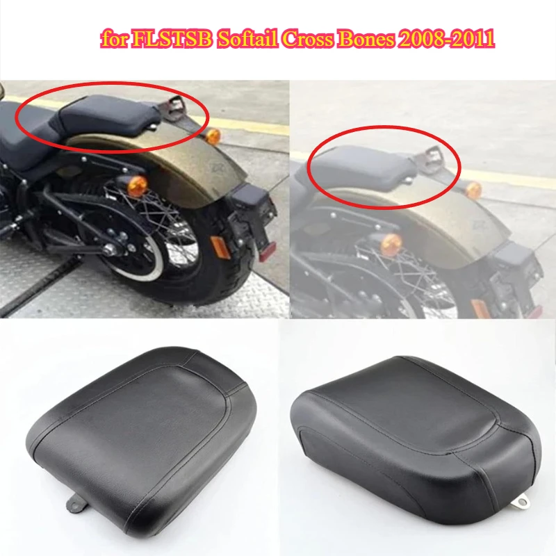 

Motorcycle Black Leather Rear Passenger Pillion Seat Fit for FLSTSB Softail Cross Bones 2008 2009 2010 2011