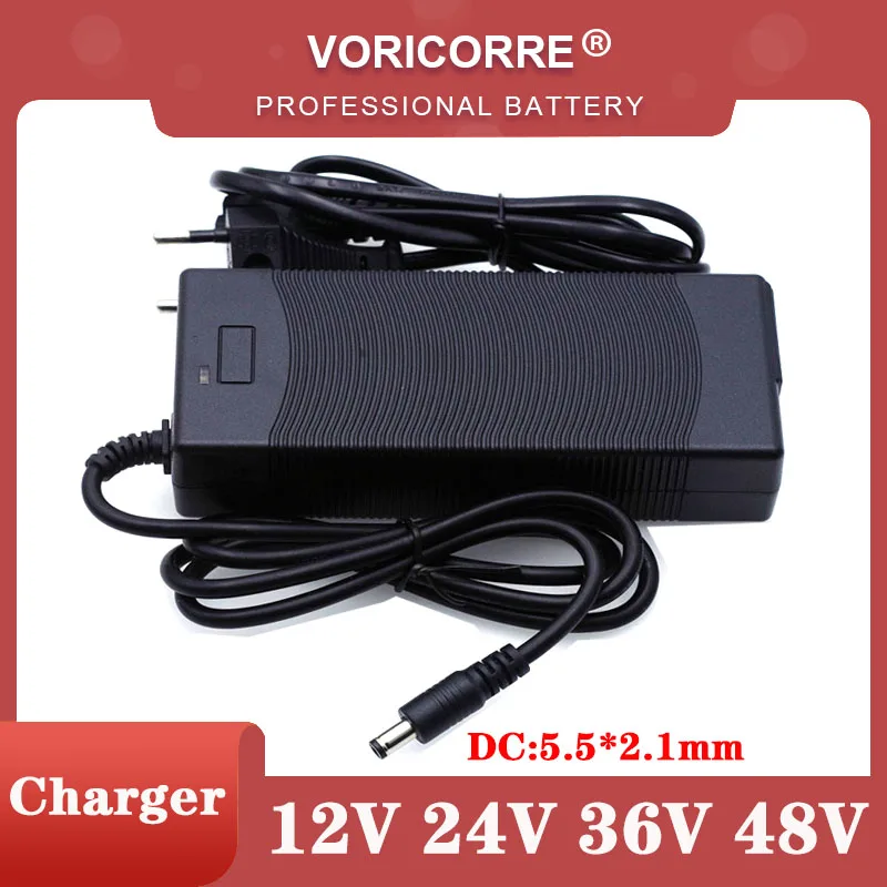 VariCore 12V 24V 36V 48V 3 Series 6 Series 7 Series 10 Series 13 String 18650 Lithium Battery Charger 12.6V 29.4V DC 5.5*2.1mm