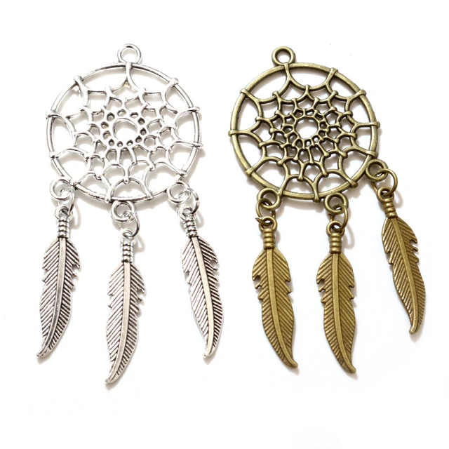 5 sztuk Charms Native łapacz snów złącze antyczne Making wisiorek fit, w stylu Vintage tybetański brąz srebrny kolor, ręcznie robiona biżuteria DIY