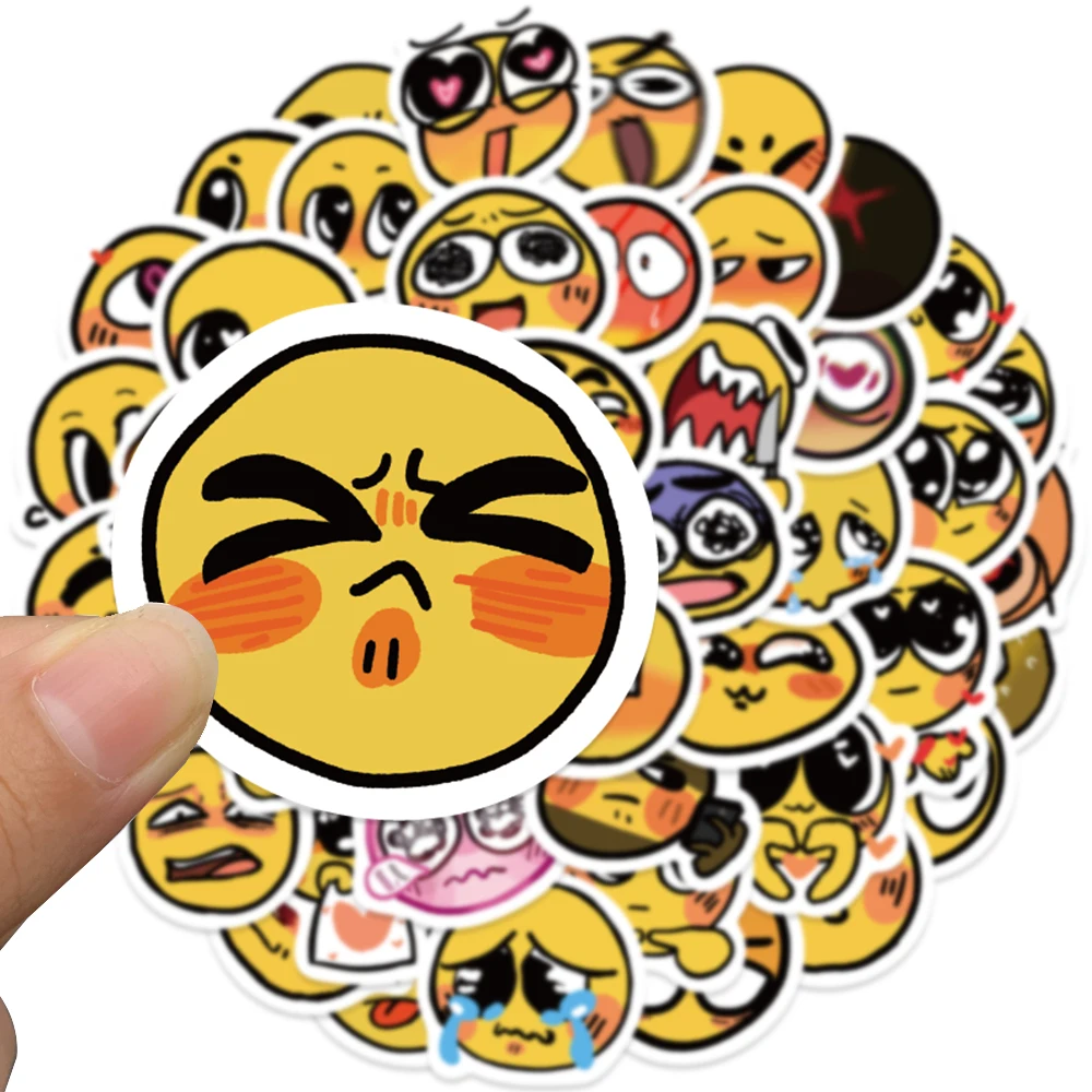 50Pcs Cute Smiling Faces Cartoon Funny Sticker Kawaii Creative Waterproof Decal for Laptop Luggage DIY Child Phone Stationery