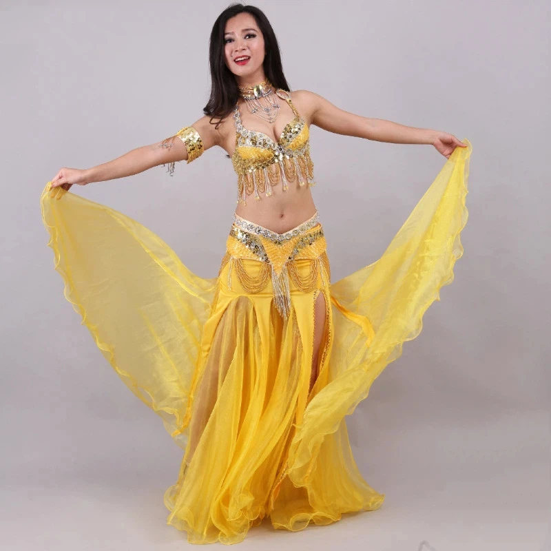 Female Adult Belly Dance Costume Bead Embroidery Five Piece Set Stage Performance Costume Indian Dance Costume Dance Skirt