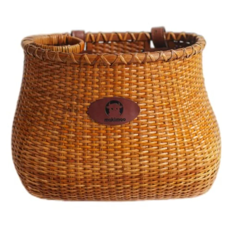 

Bike Basket for Women's Beach Cruiser or Scooter The Original Wicker Bicycle Baskets with Built in Cup Holder for Front Handleb