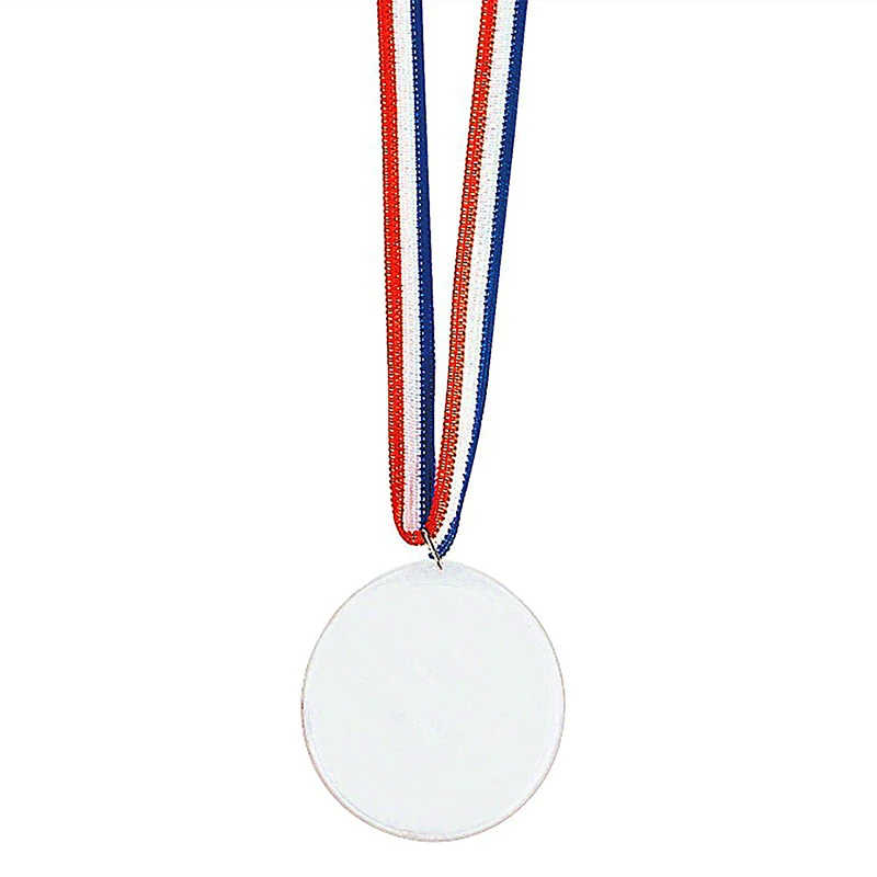 5PCS DIY Kids Lanyard Medals Kids Plastic Toy Medal Sports Party Award Trophies Competition Winner Colored Ribbon Medals