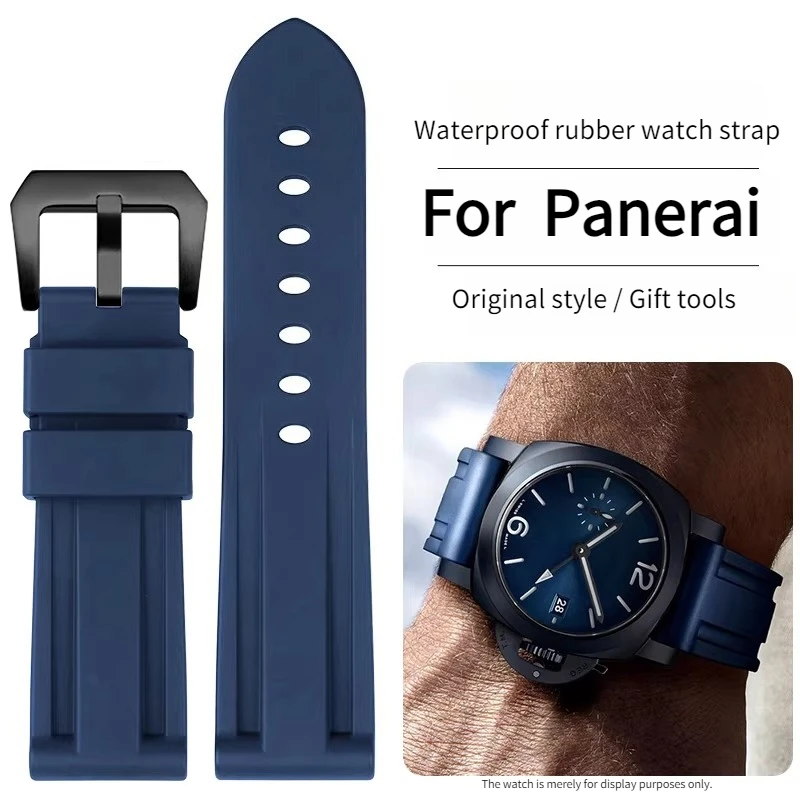 Men's watch with silicone strap for original Panerai LUMINOR RADIOMIR SUBMERSIBLE  PAM01783 00932 441 335 Rubber watchband 24mm