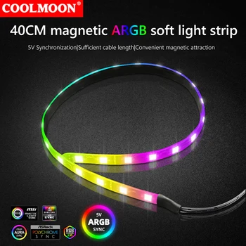 COOLMOON RGB 게임용 LED 스트립 라이트, Aura Sync 마더보드 제어 PC 컴퓨터 케이스, 40cm 4 핀 RGB 라이트 스트립, 5V ARGB 라인 