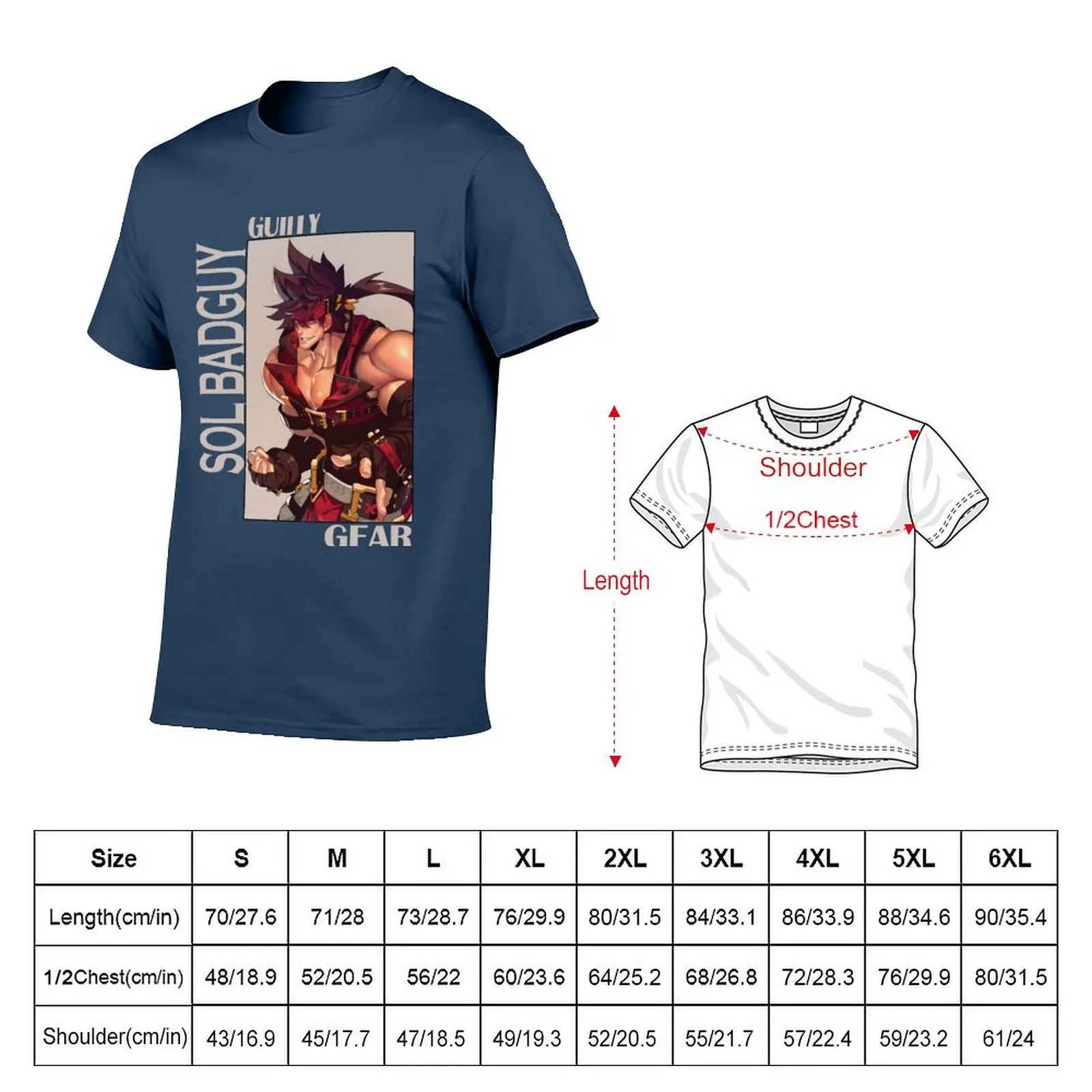 Guilty Gear Sol Badguy T-Shirt Fashion Print Casual Short Sleeve