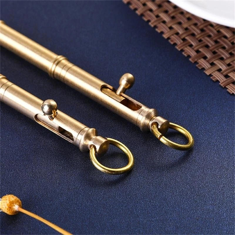W89C Brass Ballpoint Pen with Keyring CWrite Smoothly omfortable Grip for Men Women