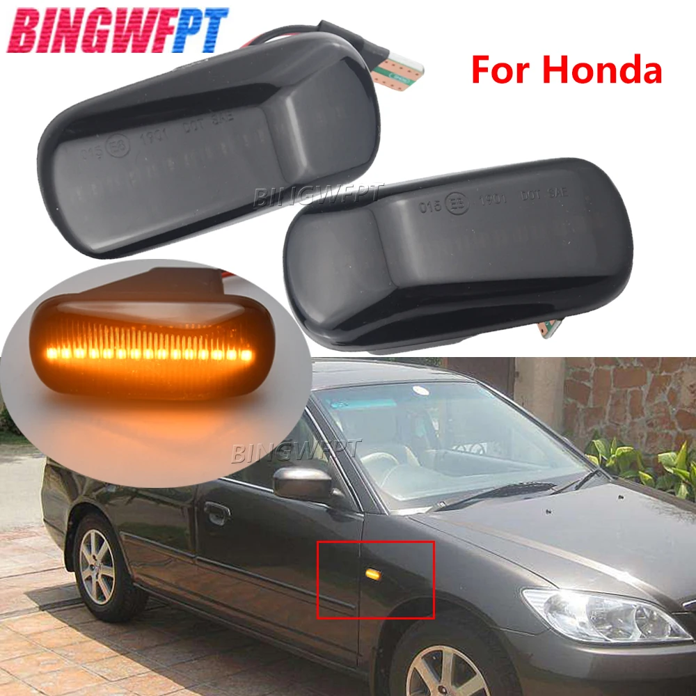 2X Dynamic Side Marker Turn Signal Light Lamp For Honda CRV Accord Civic Jazz Fit Stream Integra DC5 City Odyssey Acura RSX NSX