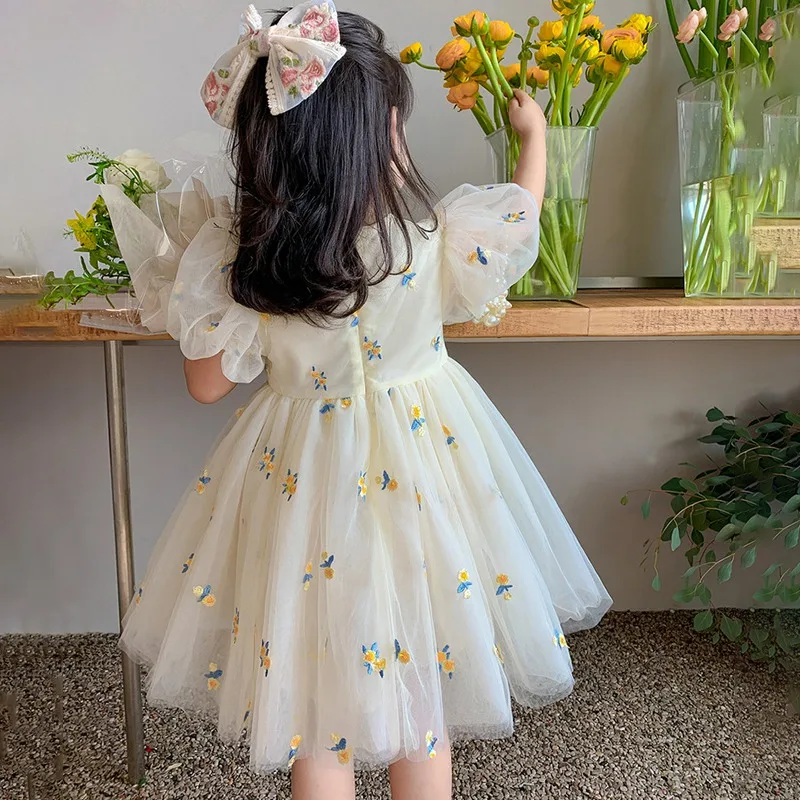 Children Girls Summer Dress for Kids Floral Princess Birthday Party Gown Mesh Tutu Wedding Children Dresses 1-6Y