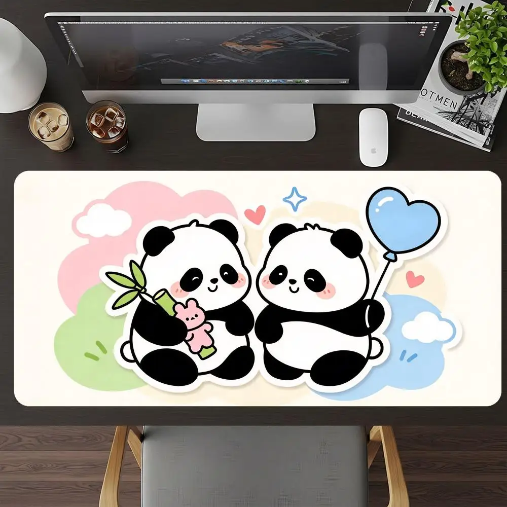 Bamboo Loving Panda Gaming Mouse Pad Precision Tracking Smooth Cloth Surface Large Size For Warm Home Decor