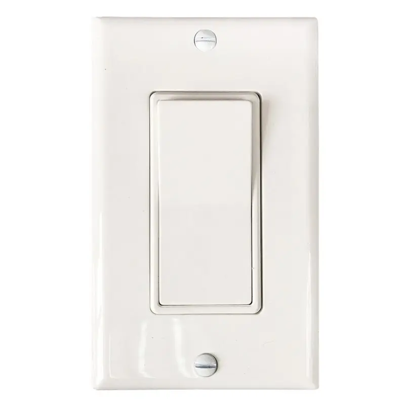 ABRU-US Standard 15A Single-Pole Rocker Light Switch, 125/277V White Wall Switch (On/Off) With Wall Plate