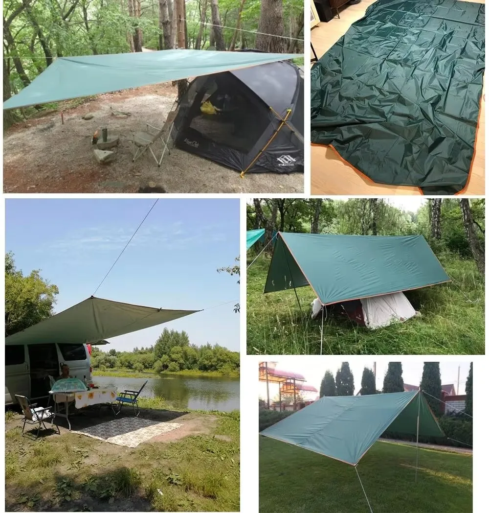 Wasserabweisende, silberbeschichtete UV-Schutzplane für Camping, Picknicks und Grillabende im Freien – leicht und in verschiedenen Größen erhältlich. – Detail 7