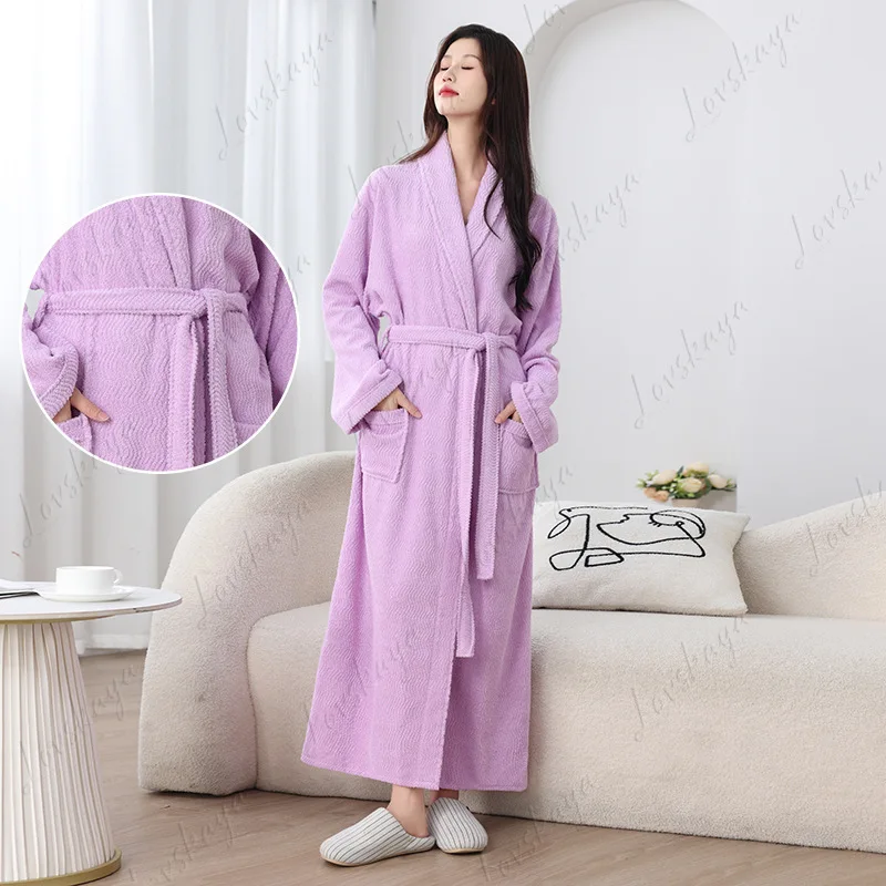 Four-season Bathrobe Extended Men's and Women's Bath Skirt Couple Nightgown Absorbent Quick-drying Bathrobe
