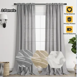 2 PC Linen Curtains for Living Room Boho Style Modern Home Decoration for Ramadan Luxury Curtains and Drapes for Bedroom Gazebo