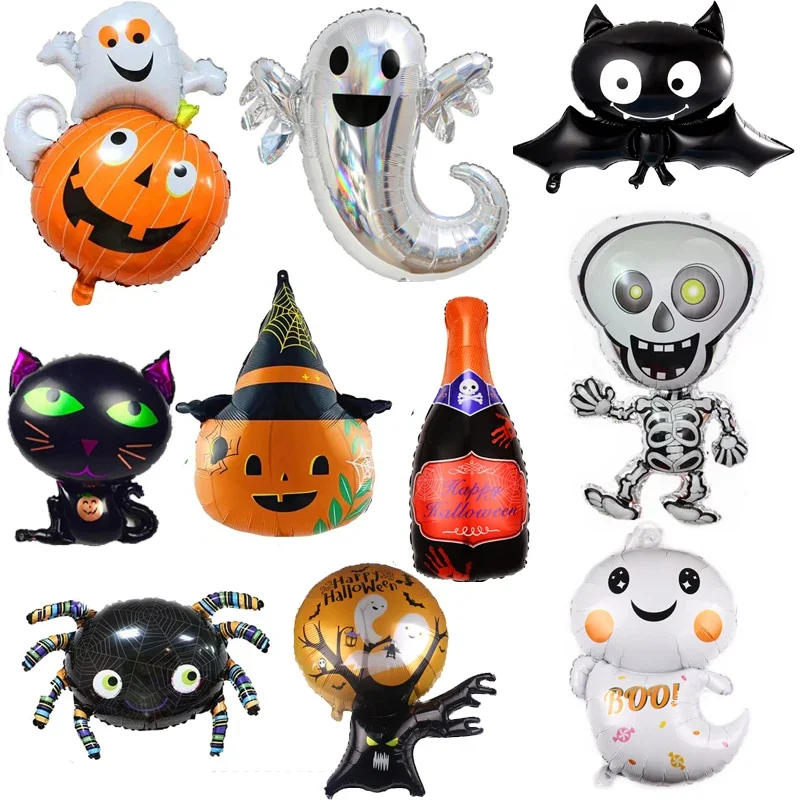 

Halloween Balloons Pumpkin Witch Skeleton Ghost Bat Foil Balloons for Horror Skeleton Halloween Scary Party Decorations Supplies