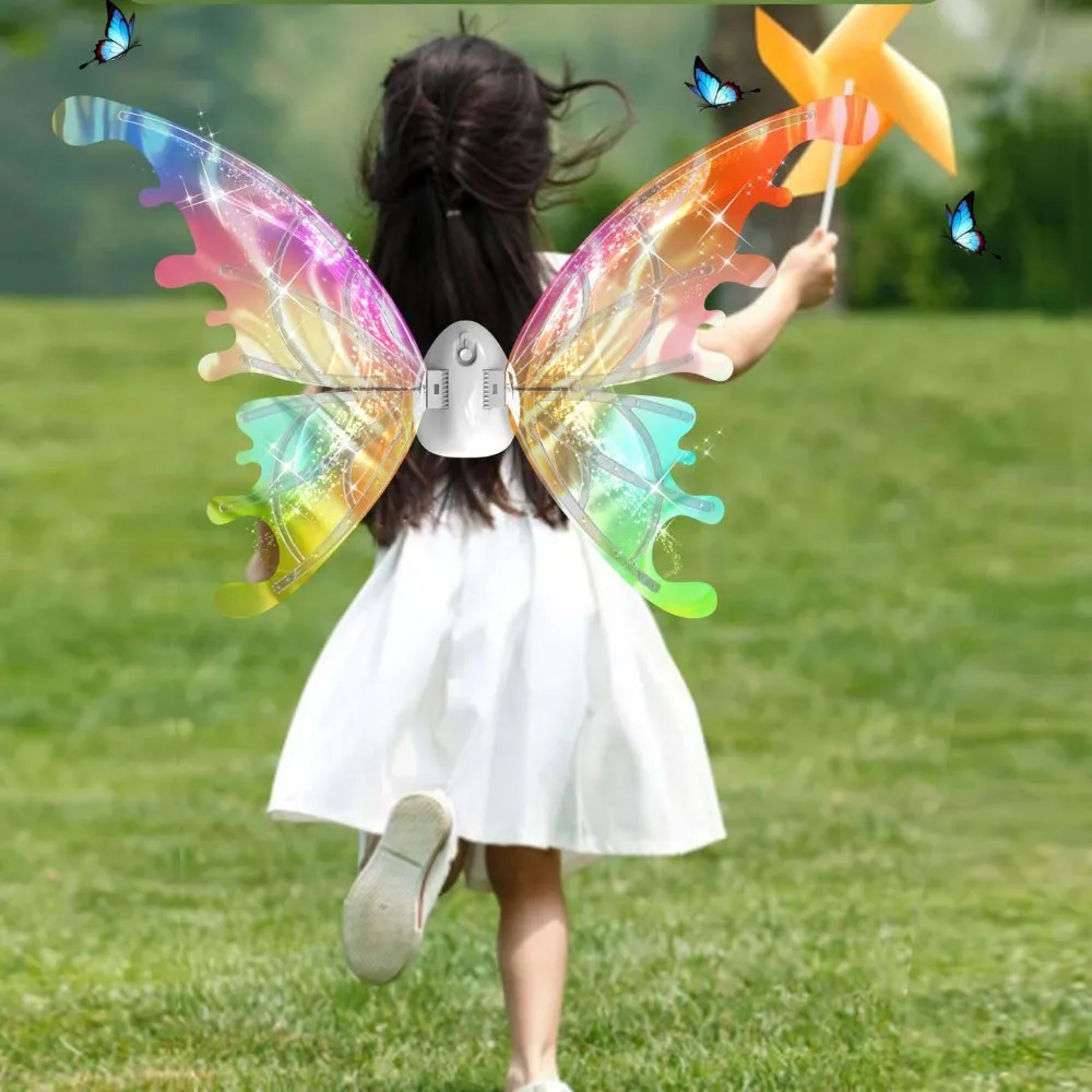 

Glowing Shiny Butterfly Electric Wings with Music Lights Back Decoration Moving Elf Wing Cosplay Props Luminous