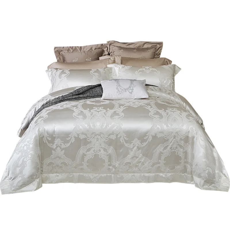 

Mulberry silk cotton four-piece set, silk silk long-staple cotton jacquard American home textile quilt cover, European bedding