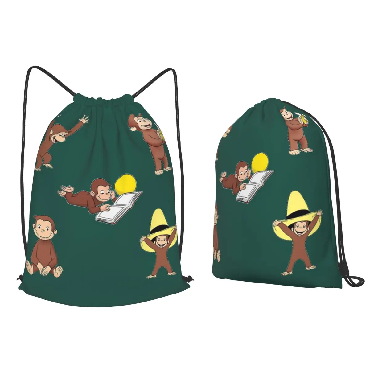 

George The Curious Monkey Cartoon For Kids Pack Backpacks Portable Drawstring Bags Sundries Bag Book Bags for Man Woman School
