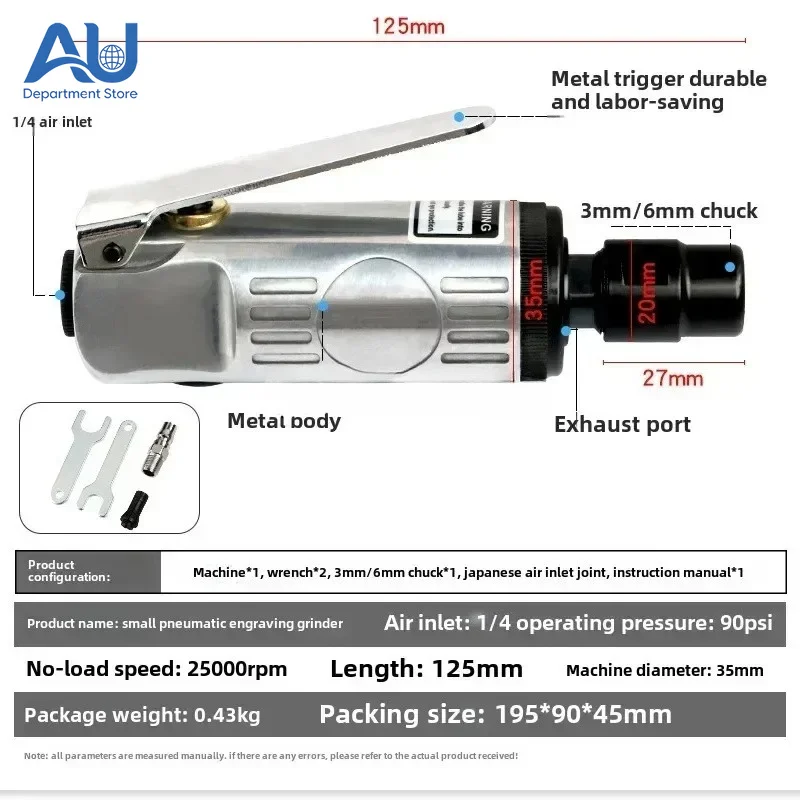 Pneumatic Carving and Polishing Machine, Pneumatic Tire Repair, Grinding Wheel Polishing, Deburring Tool