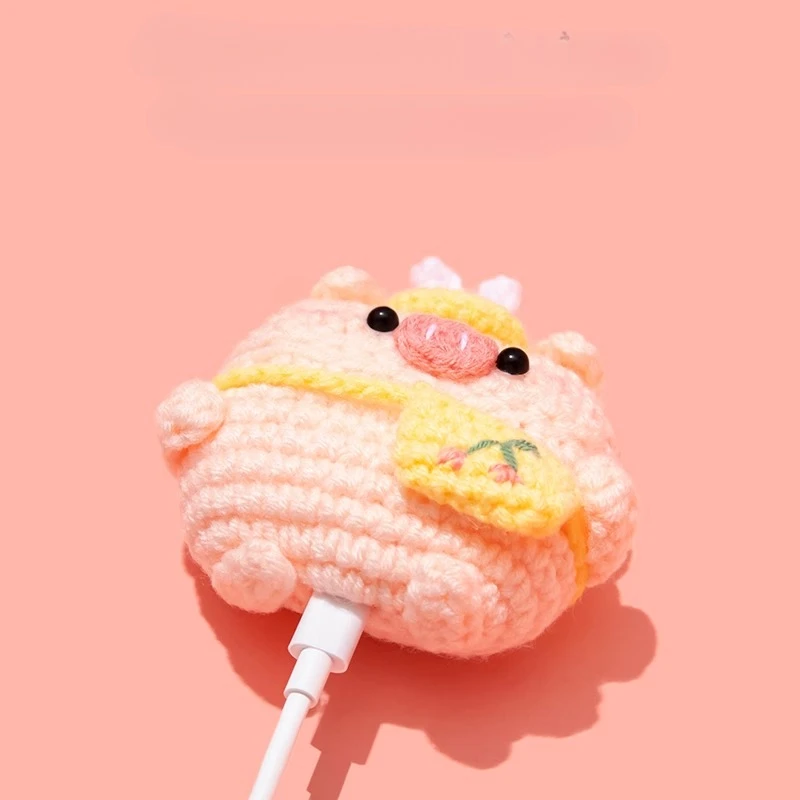 Stuffed Knit Little Pig Cartoon Earphone Case, Wireless Bluetooth Charging Box, Cover for AirPods 1 2 3 Pro Air Pods Pro 2 ﻿ view 3