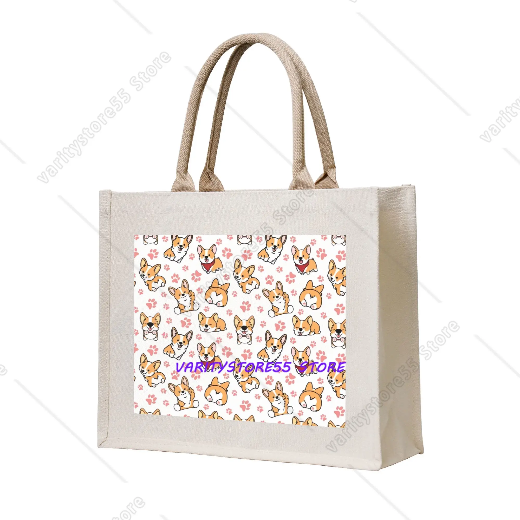 Recycling Cute Funny Corgi Pembroke Welsh Corgi Dog  Shopping Bag Women Tote Bag Portable  Grocery Shopper Bags