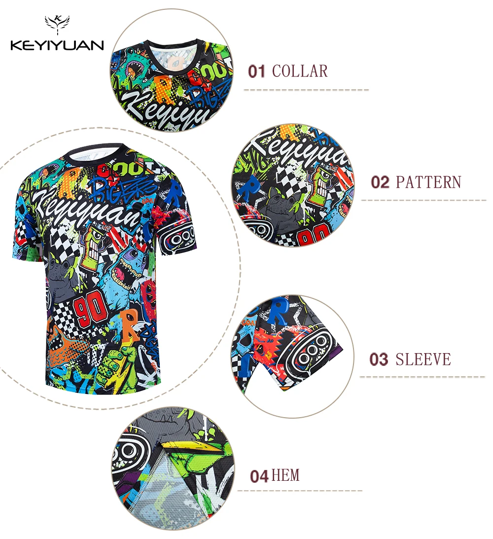 KEYIYUAN 2023 New Men Short Sleeve Mtb Downhill Jersey Motocross Shirt Mountain Bike T-shirt Mtb Bekleidung Herren Maillot Vtt