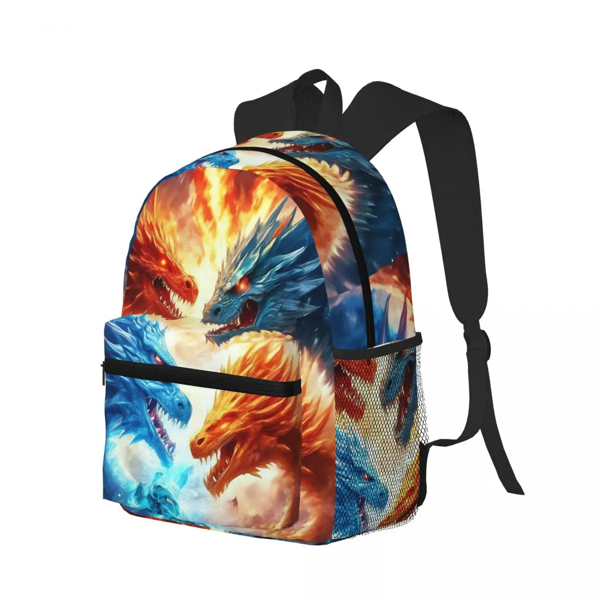 Colorful Mythical Dragon Print Student Backpack School Bag Hiking Travel Daypack for Men Women Bookbag Shoulder Bags