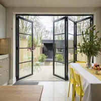 Living Room Aluminum Frame Glass Accordion Folding Door All Weather Villa Folding Doors Affordable Durable Stacking Doors 5