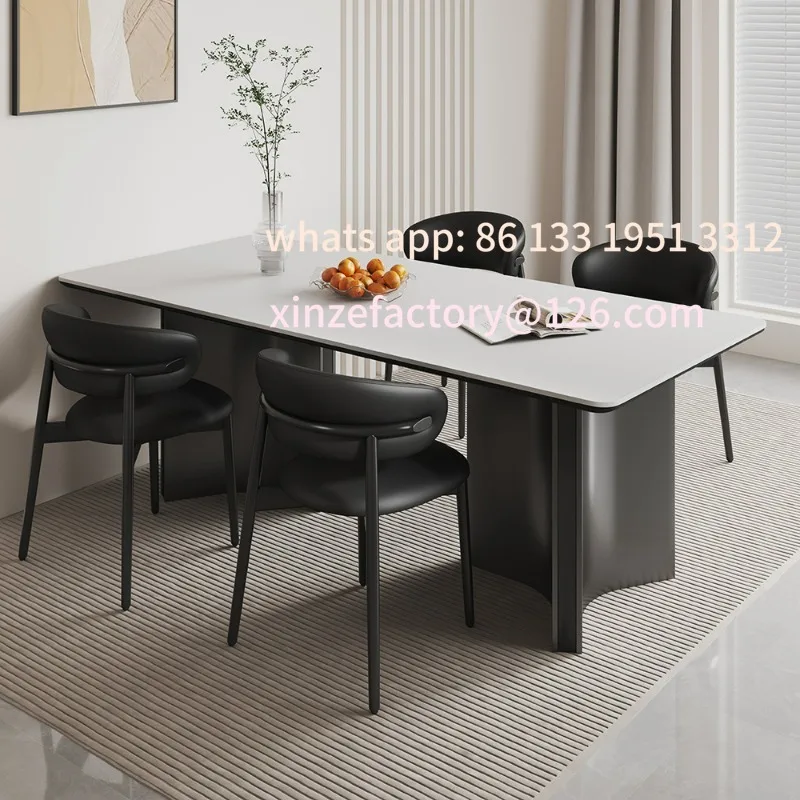 

Customizable Italian minimalist small apartment rectangular household living room modern simple rock slab dining table light lux