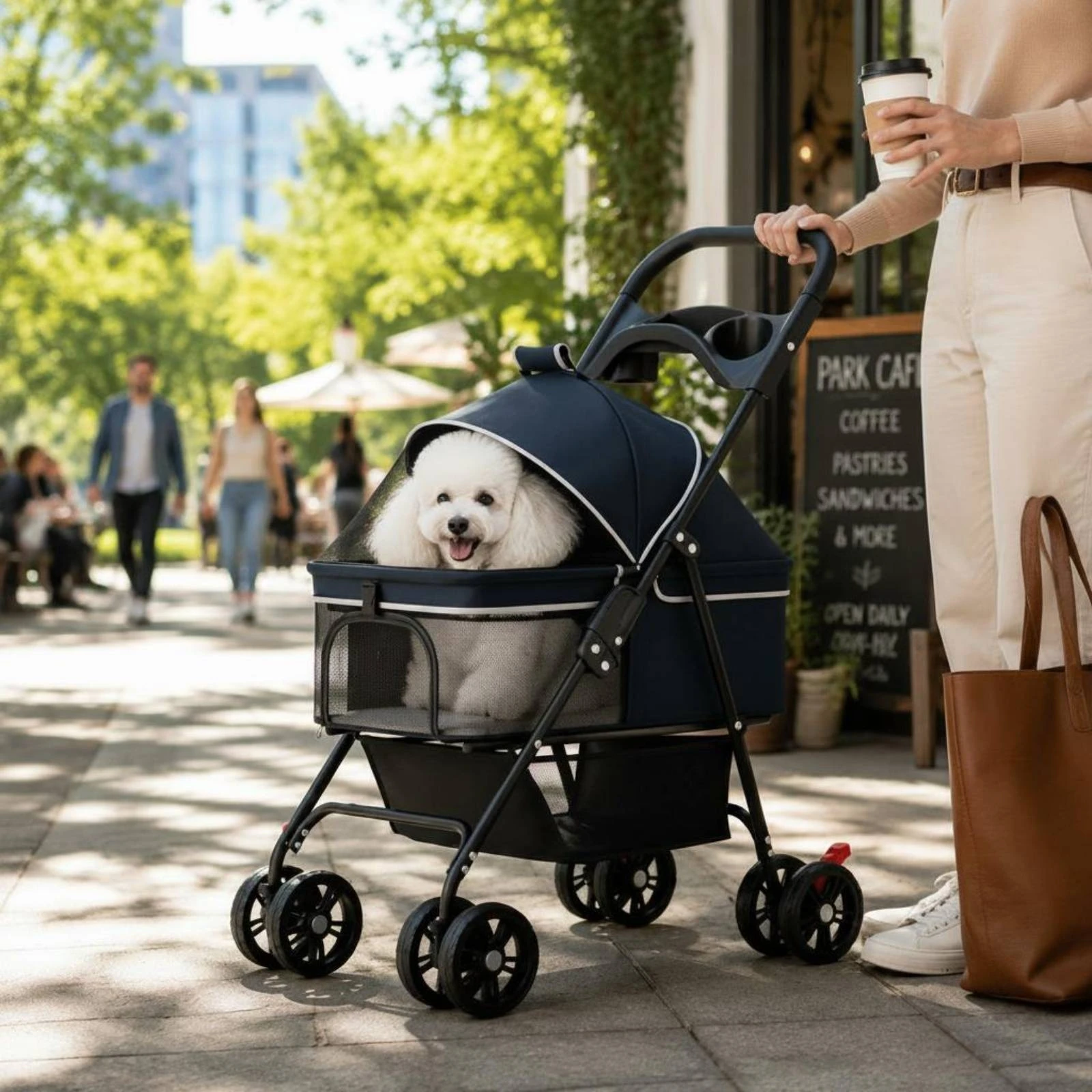 

Pet Carrier Stroller Lightweight Foldable Pet Stroller Creature Transport Portable Mesh Window for Young Dogs, Outdoor, Shopping