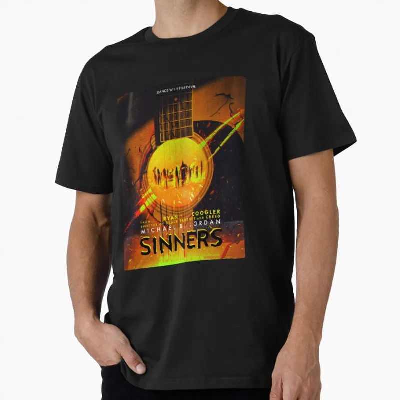 

Vintage Sinners Movie 2025 horror vampire Dancing With The Devil gift T shirt for men Large size Tops S-6XL printed clothes