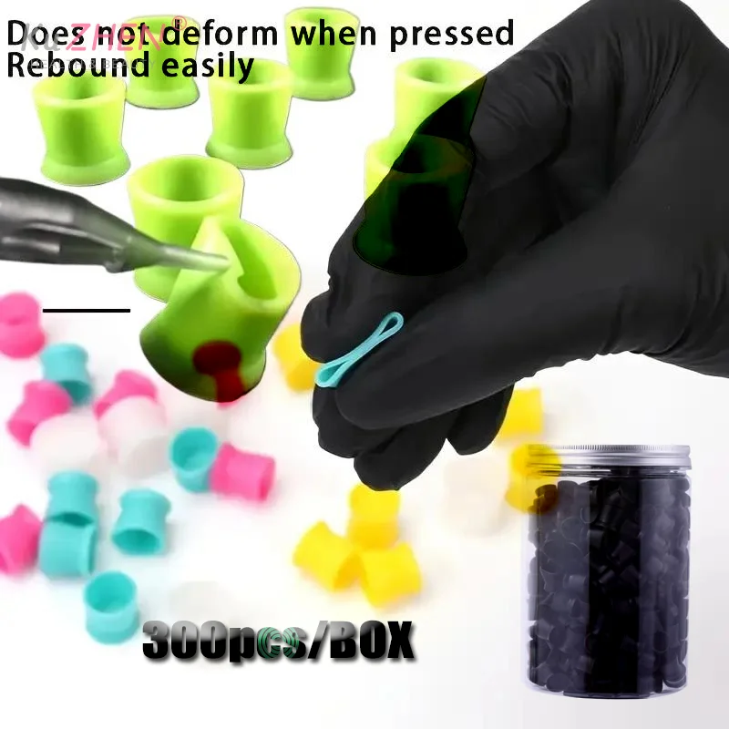 

300 шт./упак. одноразовые силиконовые чашки для чернил для татуировки, цветная чашка с основанием, держатель для пигментов, контейнер, крышка, аксессуар для татуировки для чернил для татуировки