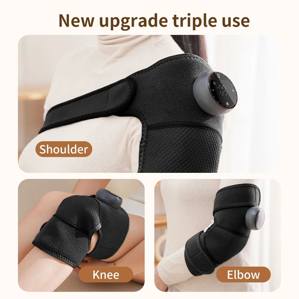 Heating vibration knee pads touch screen digital display led color light models 5-step massage 5-step heat with wormwood packs