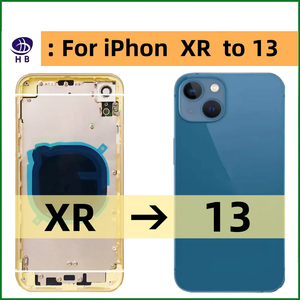 For iPhone XR To 13 Housing rear battery midframe replacement, XR like 13 chassis Xr to 13  frame+tool XR to 14 Matte Back Cover