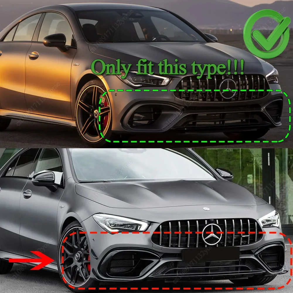 For Mercedes Benz C118 W118 CLA45 AMG 2019-2023 Car Front Bumper Side Spoiler Splitter Canard ABS Fog Lamp Grille Trim Air Blade