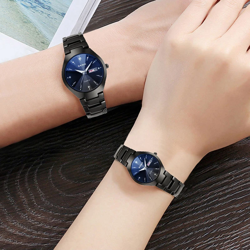 男性と女性のための高級ステンレス鋼時計,金,高品質,防水,エレガント,ラインストーン付き,恋人へのギフト