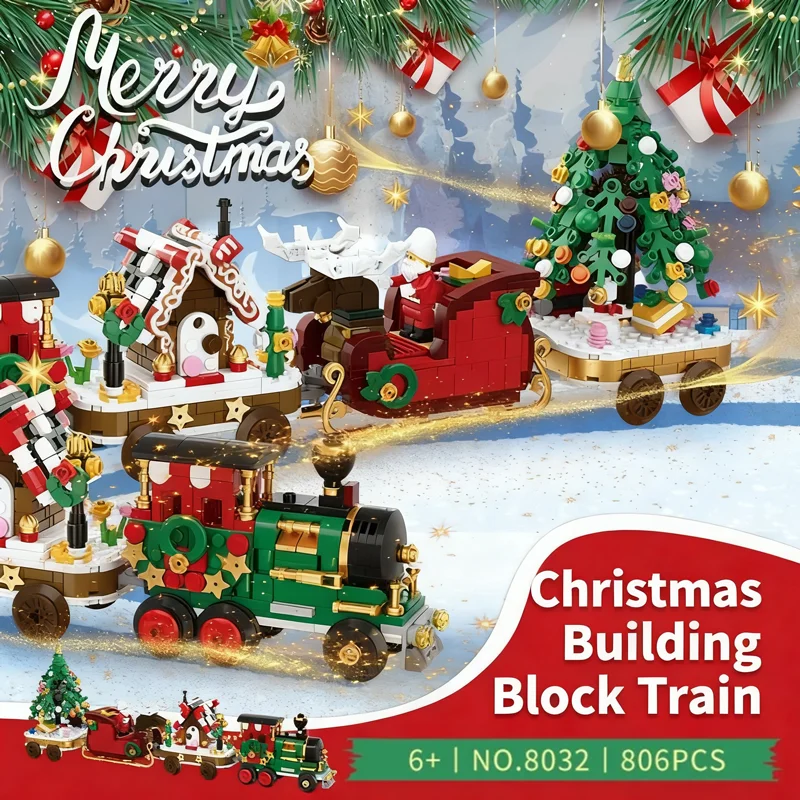 MOC Kerst Trein Slee Peperkoek Huis Kerstboom DIY Model Bouwstenen Kinderen Speelgoed Geschenken