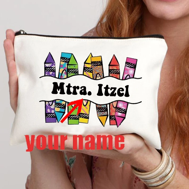 Teacher Name Custom Makeup Bag Best Graduation Gift for Teachers Pencil Case Back To School Gift for Teacher Women Purse