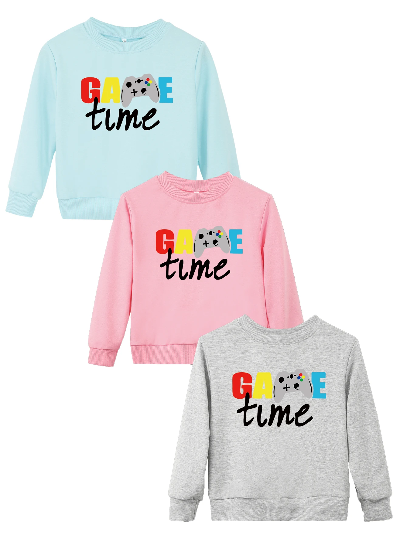 Trendy Pullover High Quality Game Console Pattern Crewneck Comfortable Sweatshirts Hoodies Game Time Print Child Boy Girl Tops