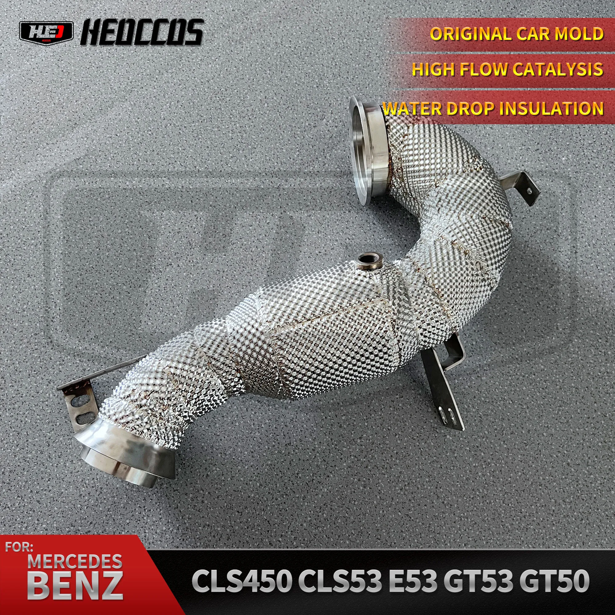 HEO High Performance Exhaust Parts Heat Shield Down pipe for Mercedes CLS53 CLS450 AMG C257 4-Matic+ Exhaust Down Pipes