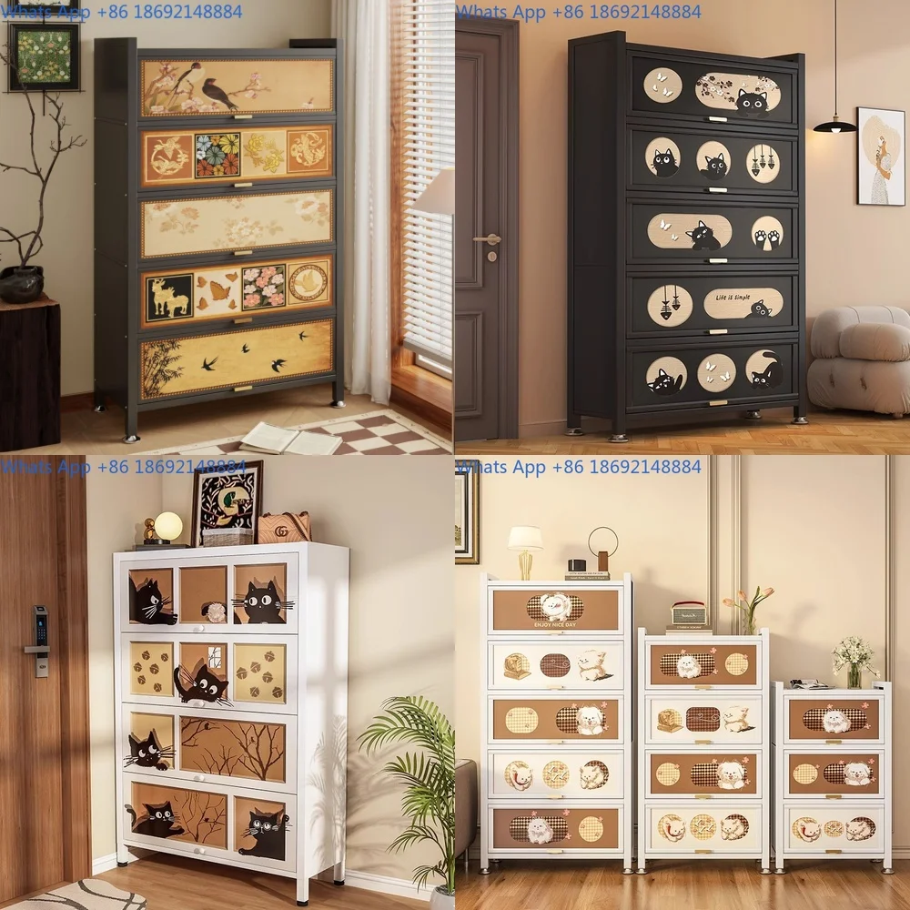 

Vintage Style Home Bookshelf Steel Wall Mounted Metal Storage Cabinet with Dust Proof Cover Floor Standing Organizer