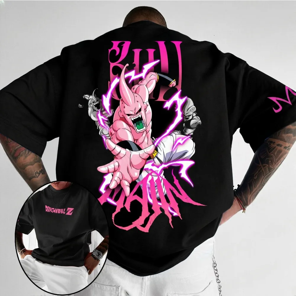 

Летняя мужская футболка Dragon Ball в стиле аниме Majin Buu, осенняя внутренняя часть для мальчиков, детская трендовая зимняя футболка с короткими рукавами для родителей и детей
