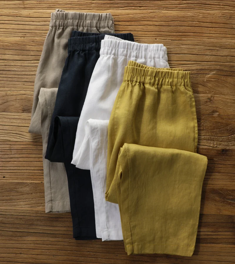 예술적인 코튼 린넨 여성 캐주얼 팬츠, 신축성 있는 허리밴드, 하란 스타일, 여름용 루즈핏 바지, 비대칭 디자인, 출퇴근용