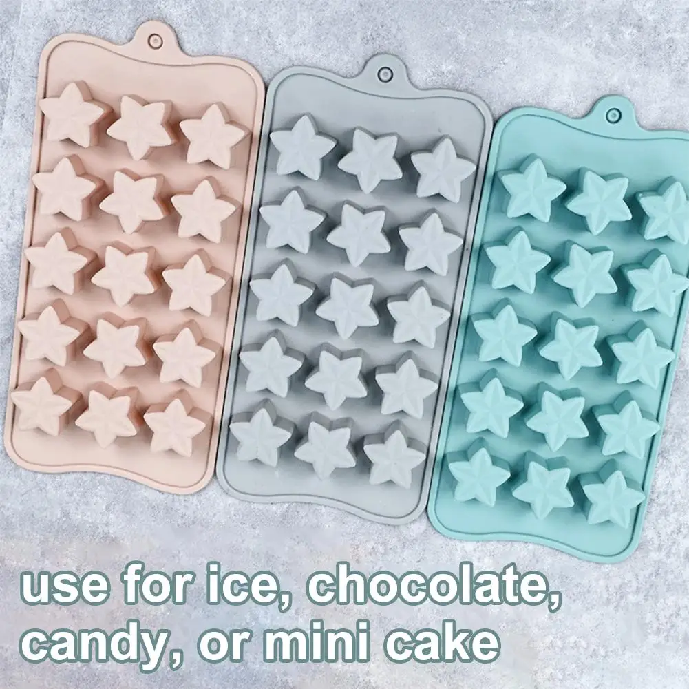 15-Piece Five-Pointed Star Silicone Chocolate Mold Creative Jelly Christmas Candy DIY Mold Ice Tray Baking Mold view 3