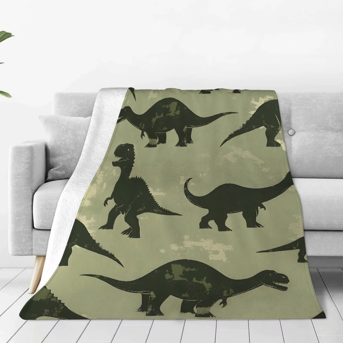 1 قطعة بطانية خضراء الديناصورات الجوراسية طباعة مريحة الفانيلا بطانية للمنزل غرفة المعيشة ديكور غرفة نوم هدية عيد ميلاد للبنين #3