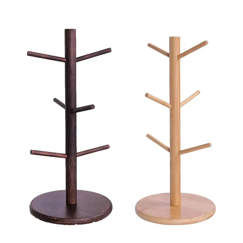 

Coffee Mug Holder Tree Shape Wood Coffee Tea Cup Rack Storage Holder Stand Home Kitchen Mug Hanging Display With 6 Hooks