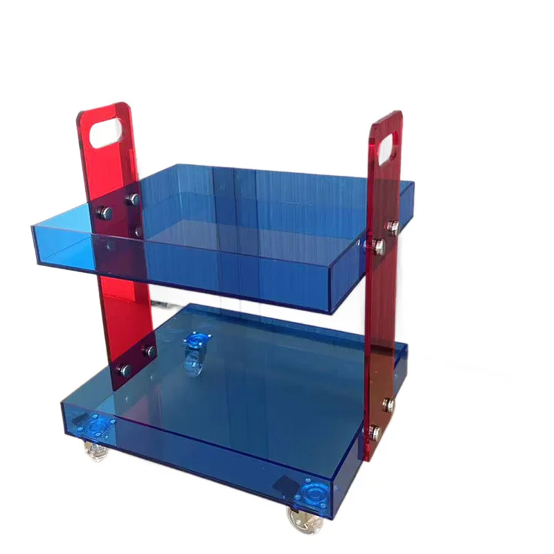 Household Rotating Edge Table Hair Salon Living Room Movable Small Cart  Acrylic Coffee Table  Bedroom Bedside Nightstand