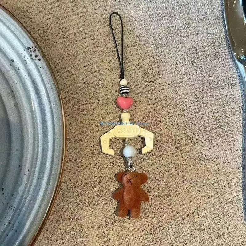 

C1FE Phone Lanyard Acrylic Phone Charm Cartoon Bear Phone Chain Acrylic Texture