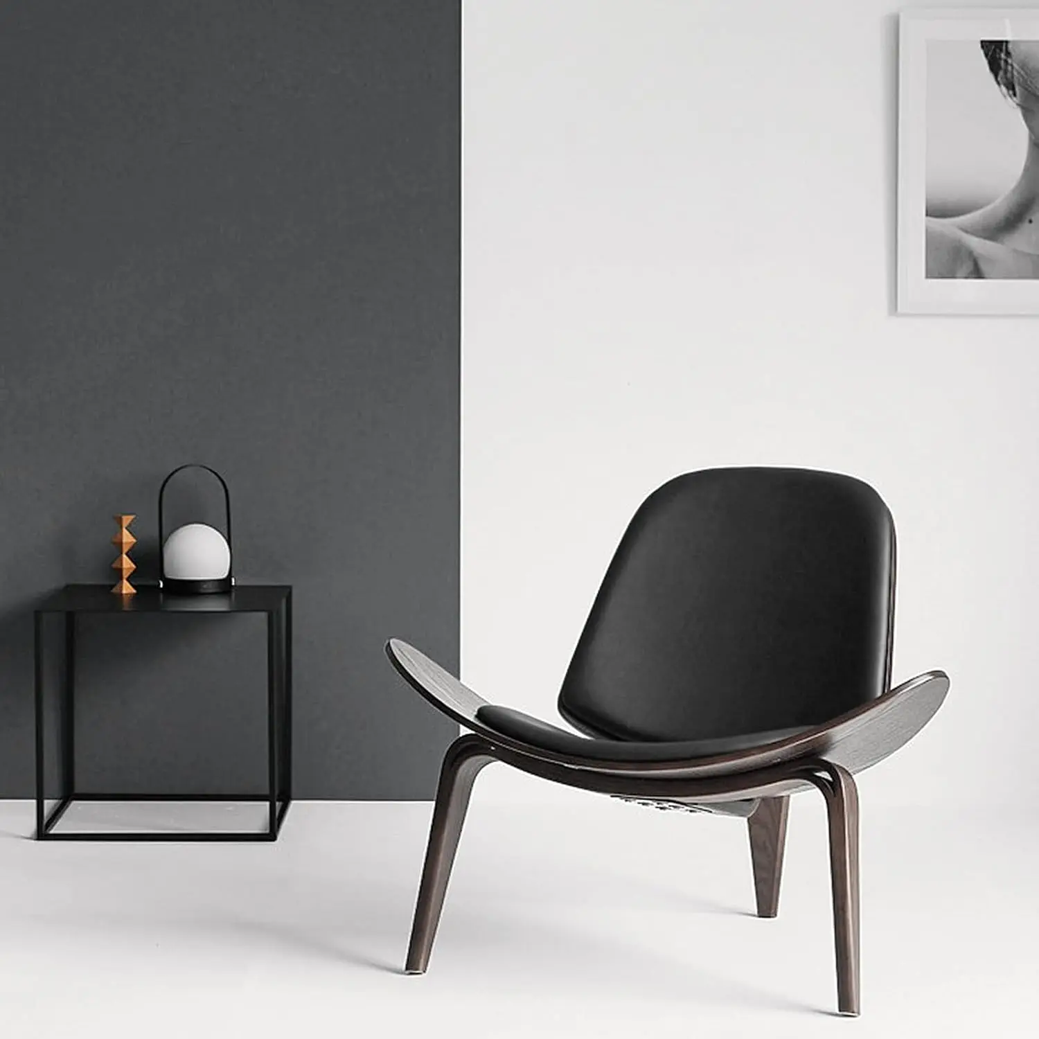 

Comfy Shell Chair, Mid Century Modern Accent Chair for Living Room and Bedroom with Protective Foot Pads, Ergonomic (Oak Black)