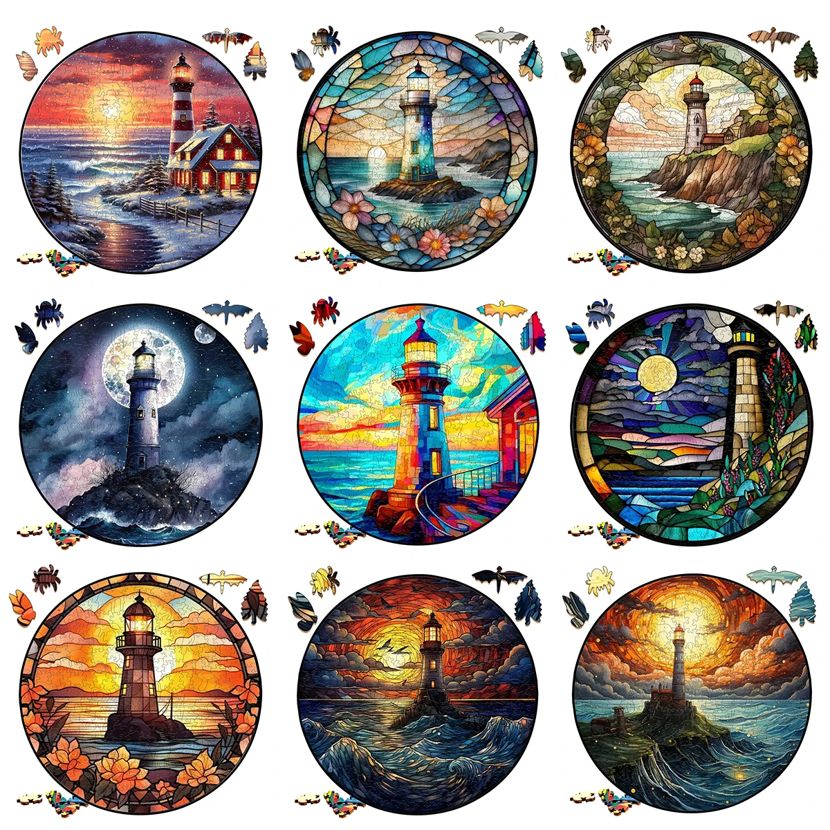 

Wooden Puzzle Toy Sunset Sea Tower 3D Wood Jigsaw Puzzles Color Sorting Game Brain Teaser Secret Puzzle For Child Educational